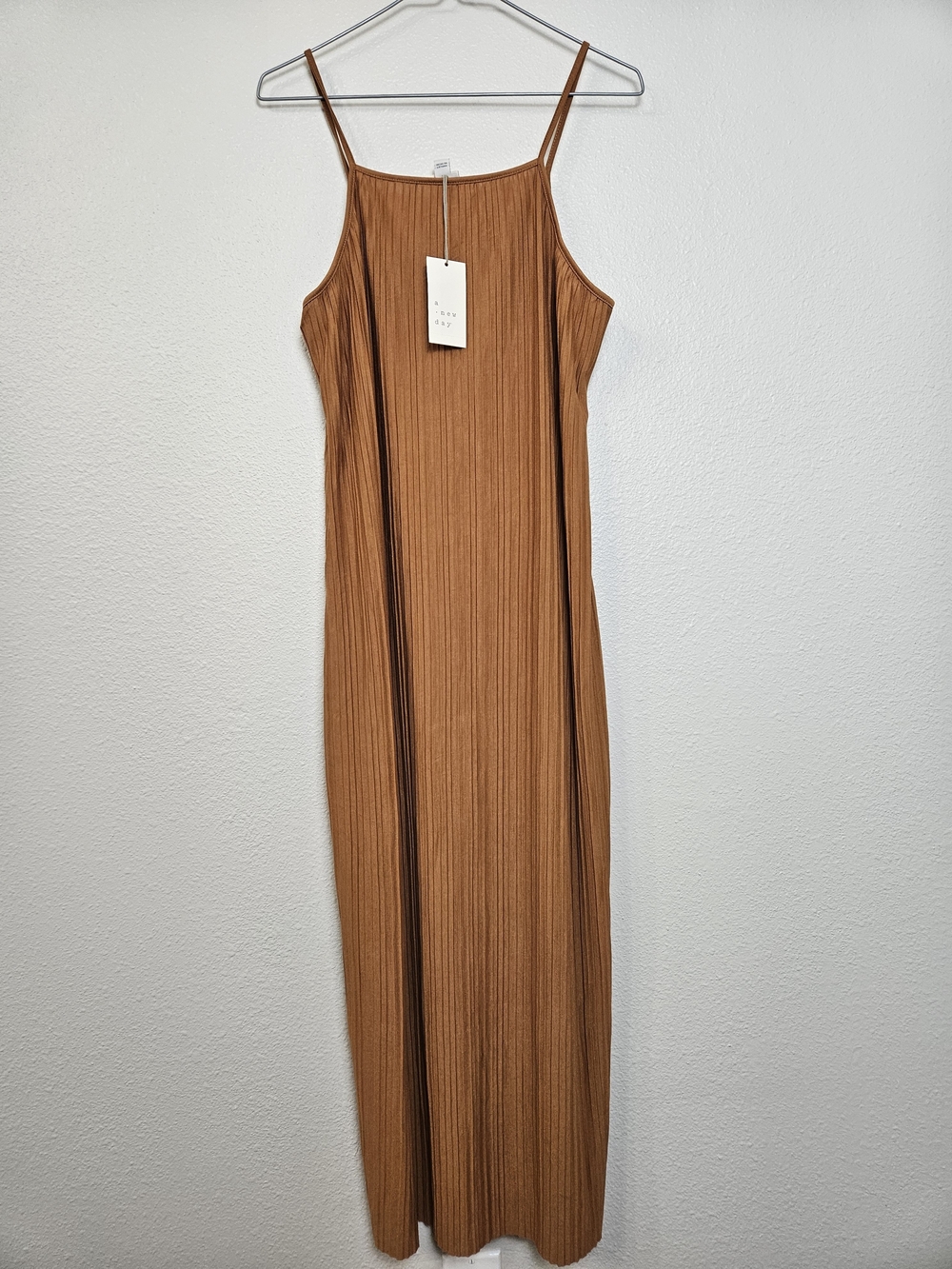 a new day Ribbed Maxi Slip Dress in Cognac